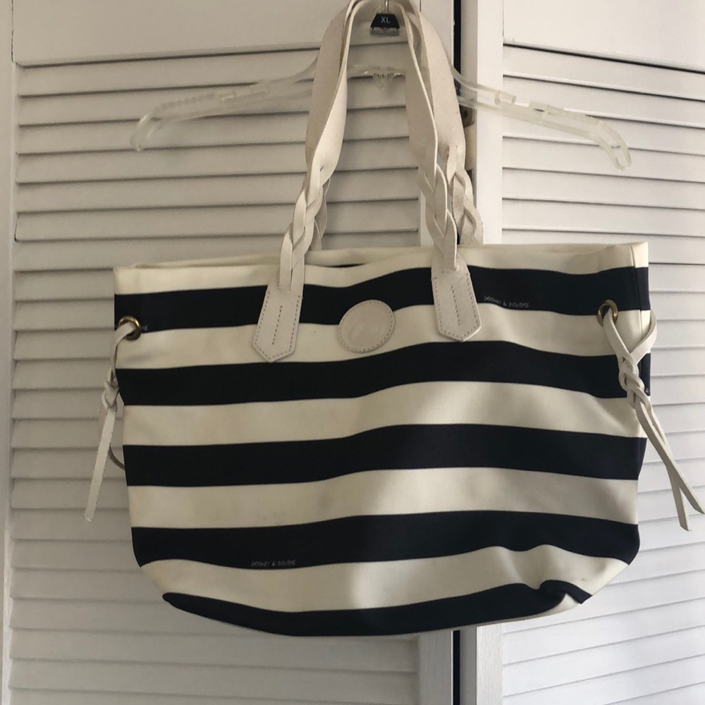 Dooney & Bourke Navy and White Stripe Bag.